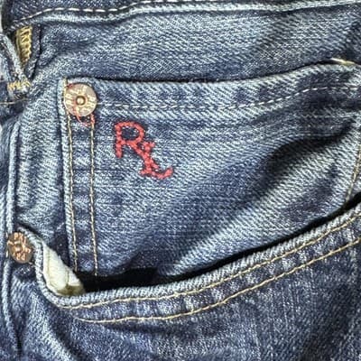 Polo Ralph Lauren Jeans Mens 38x30 Blue Slim Straight Fit Denim RL Embroidered - Thumbnail 3