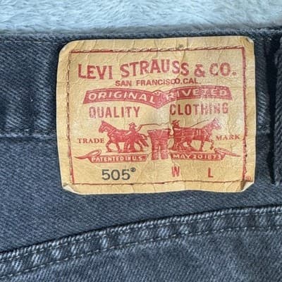 Vintage Levis 505 Jeans Mens 44x32 Black Straight Fit 100% Cotton Denim 90s Y2K - Thumbnail 3