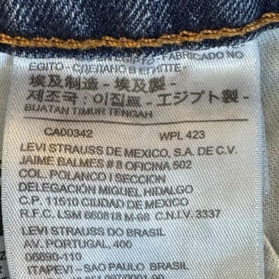 Levis 505 Jeans Mens 38x30 Blue Medium Wash Straight Leg Distressed Denim Pants - Thumbnail 5