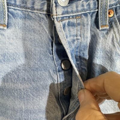 Levis Premium 501 Jeans 29x30 Big E Light Wash Button Fly Straight Leg Denim - Thumbnail 3