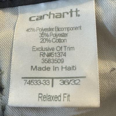 Carhartt Pants Mens 36x32 Gray Ripstop Relaxed Fit Workwear Utility YKK Zipper - Thumbnail 7