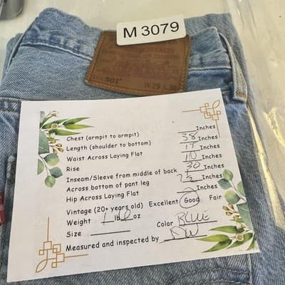 Levis Premium 501 Jeans 29x30 Big E Light Wash Button Fly Straight Leg Denim - Thumbnail 14