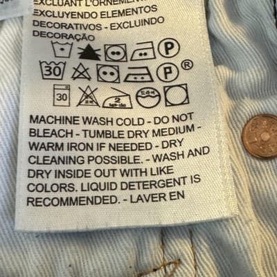 Levis Premium 501 Jeans 29x30 Big E Light Wash Button Fly Straight Leg Denim - Thumbnail 9