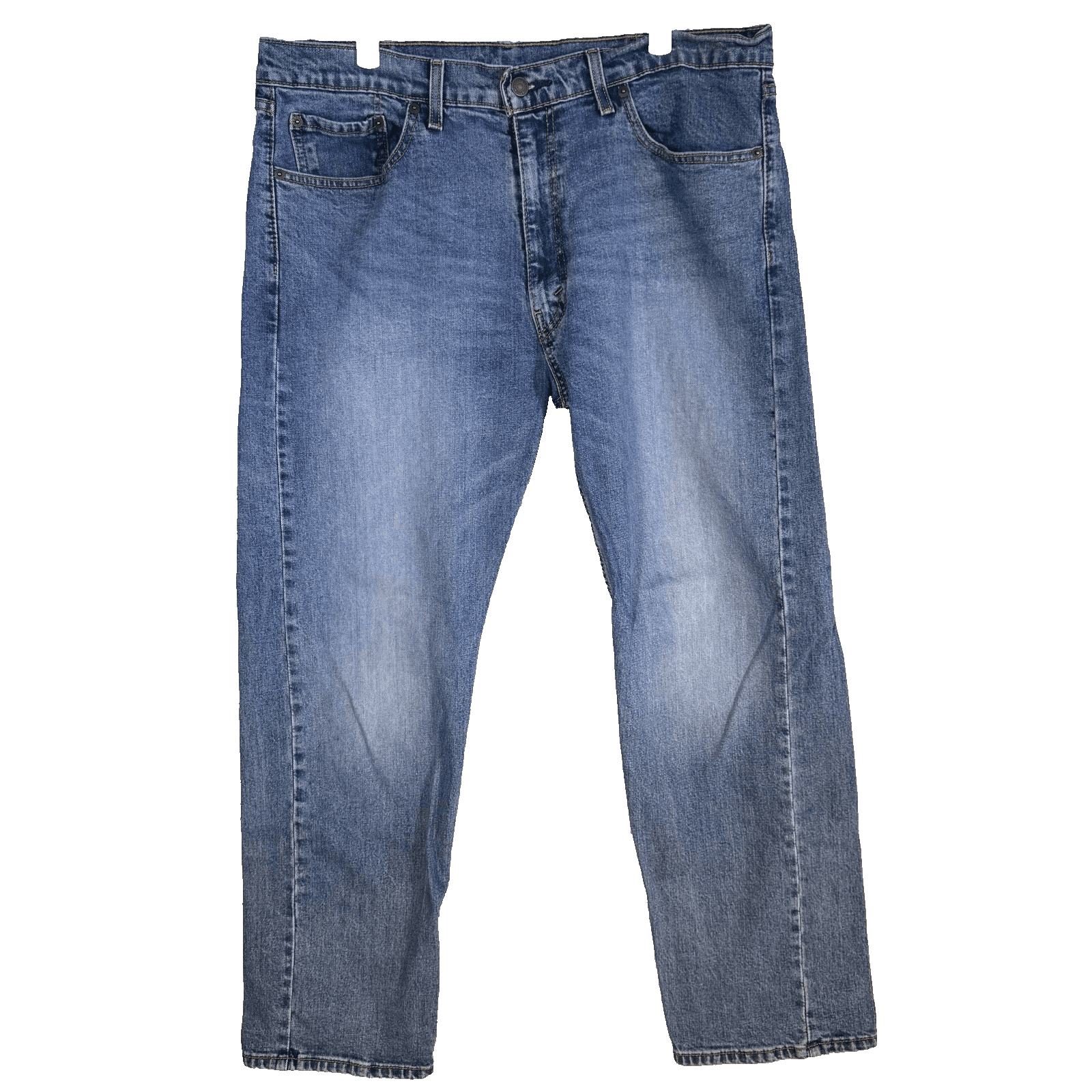 Levis 505 Jeans Mens 38x30 Blue Medium Wash Straight Leg Distressed Denim Pants - Image 1