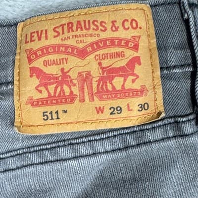 Levis 511 Jeans Mens 29x30 Gray Slim Fit Stretch Denim Mid Rise Casual - Thumbnail 3
