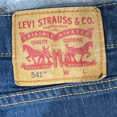 Levis 541 Jeans Mens 44x30 Blue Athletic Fit Stretch Denim Medium Wash - Thumbnail 4