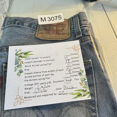 Vintage Levis 505 Jeans Mens 33x30 Blue Regular Fit Straight Leg Light Wash - Thumbnail 12