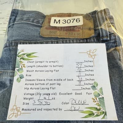 Levis 501 Jeans Mens 33x30 Blue Medium Wash Button Fly Straight Leg Denim - Thumbnail 10