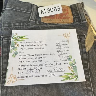 Levis 505 Jeans Mens 38x34 Black Gray Regular Fit Straight Leg Denim Casual - Thumbnail 9