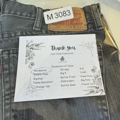 Levis 505 Jeans Mens 38x34 Black Gray Regular Fit Straight Leg Denim Casual - Thumbnail 8