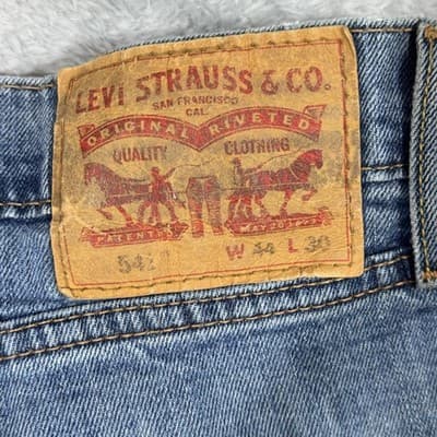 Levis 541 Jeans Mens 44x30 Blue Athletic Fit Stretch Denim Straight Leg - Thumbnail 4