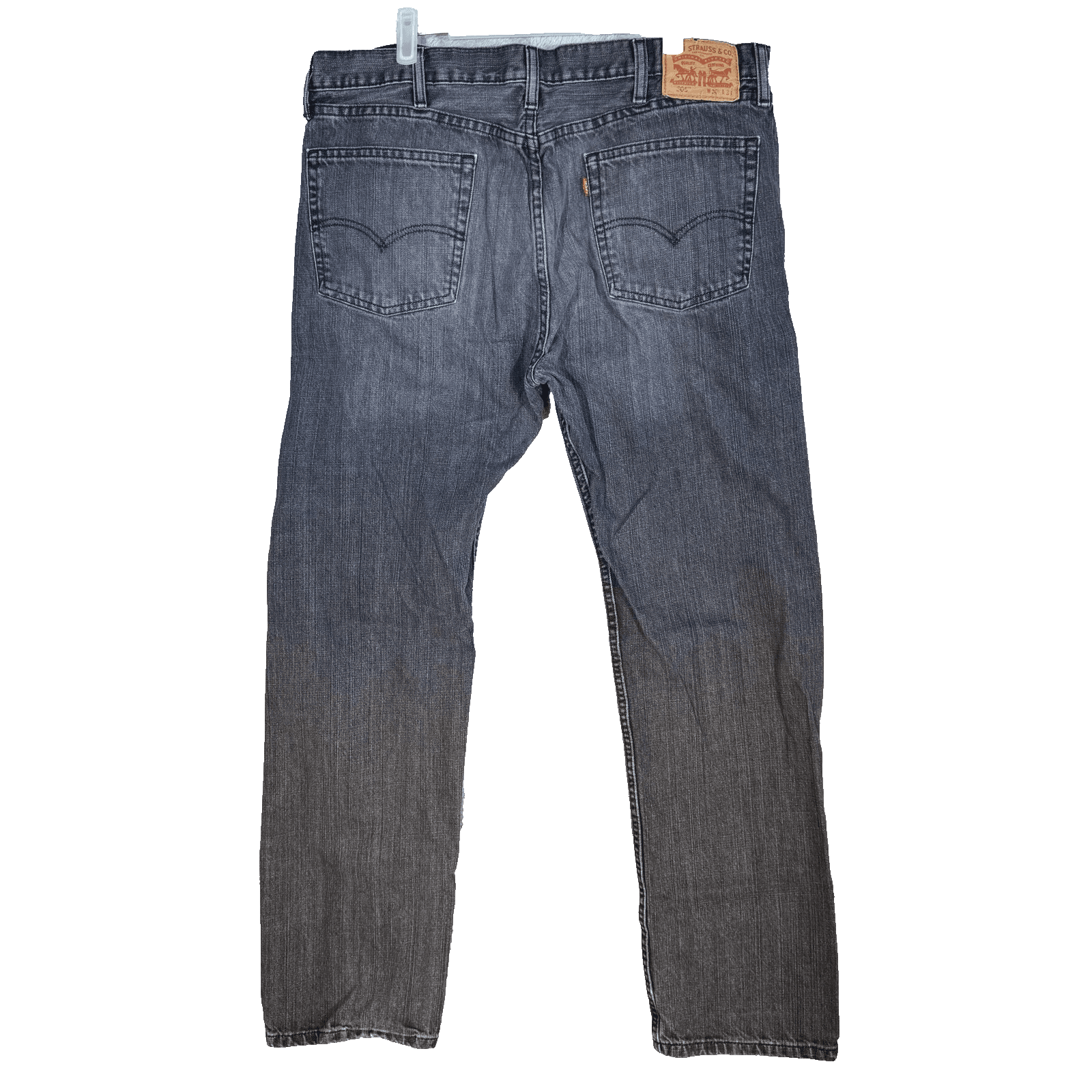 Levis 505 Jeans Mens 38x34 Black Gray Regular Fit Straight Leg Denim Casual - Thumbnail 3