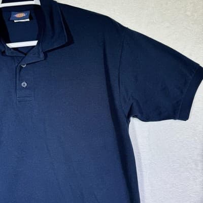 Dickies Polo Shirt Mens Large Navy Blue Short Sleeve Classic Work Uniform Cotton - Thumbnail 6