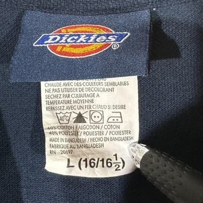 Dickies Polo Shirt Mens Large Navy Blue Short Sleeve Classic Work Uniform Cotton - Thumbnail 7