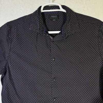 Cactus Man Shirt Mens XL Black Pink Slim Fit Short Sleeve Button Up Geometric - Thumbnail 5