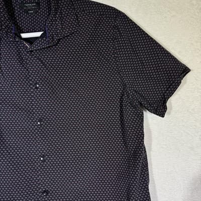 Cactus Man Shirt Mens XL Black Pink Slim Fit Short Sleeve Button Up Geometric - Thumbnail 6