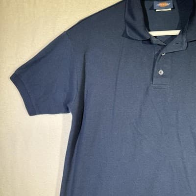 Dickies Polo Shirt Mens Large Navy Blue Short Sleeve Classic Work Uniform Cotton - Thumbnail 4