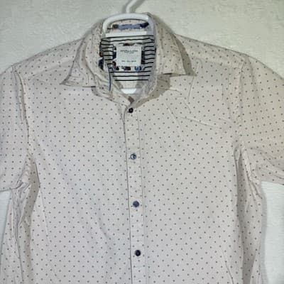 Denim & Flower Shirt Mens Small Pink Blue Short Sleeve Button Down Casual Modern - Thumbnail 5