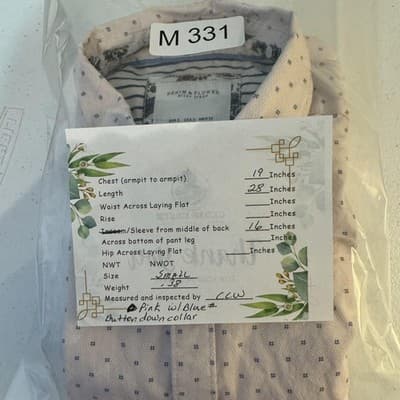 Denim & Flower Shirt Mens Small Pink Blue Short Sleeve Button Down Casual Modern - Thumbnail 12