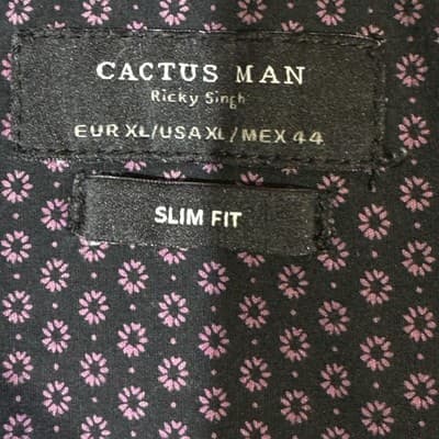 Cactus Man Shirt Mens XL Black Pink Slim Fit Short Sleeve Button Up Geometric - Thumbnail 7