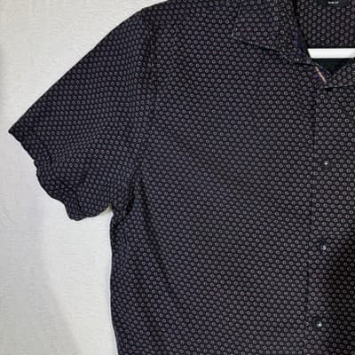 Cactus Man Shirt Mens XL Black Pink Slim Fit Short Sleeve Button Up Geometric - Thumbnail 4