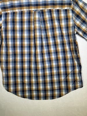 Caterpillar Shirt Mens XL Blue Brown Plaid Short Sleeve Button Up Workwear - Thumbnail 9
