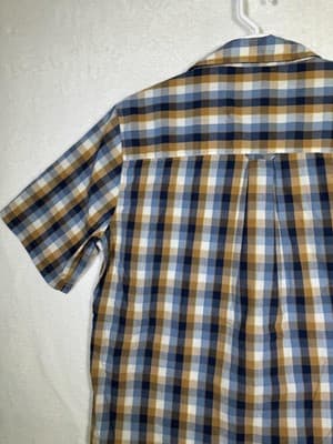 Caterpillar Shirt Mens XL Blue Brown Plaid Short Sleeve Button Up Workwear - Thumbnail 10