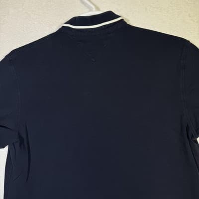 Tommy Hilfiger Polo Shirt Mens Large Navy Blue Classic Fit Short Sleeve Cotton - Thumbnail 11
