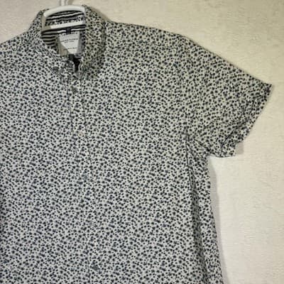 Denim & Flower Shirt Mens Medium Floral Button Down Short Sleeve Casual Summer - Thumbnail 6