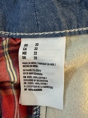 American Eagle Shorts Mens 33 Red Blue Yellow Plaid Classic Preppy Casual Cotton - Thumbnail 14