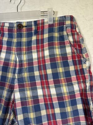 American Eagle Shorts Mens 33 Red Blue Yellow Plaid Classic Preppy Casual Cotton - Thumbnail 4