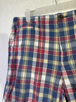 American Eagle Shorts Mens 33 Red Blue Yellow Plaid Classic Preppy Casual Cotton - Thumbnail 3