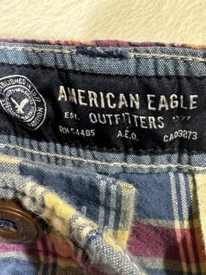 American Eagle Shorts Mens 33 Red Blue Yellow Plaid Classic Preppy Casual Cotton - Thumbnail 12