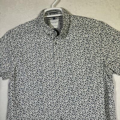 Denim & Flower Shirt Mens Medium Floral Button Down Short Sleeve Casual Summer - Thumbnail 5