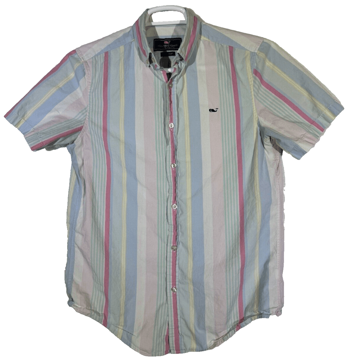 Vineyard Vines Men’s Striped Whale Shirt Small – 100% Cotton Multicolored Button - Image 1