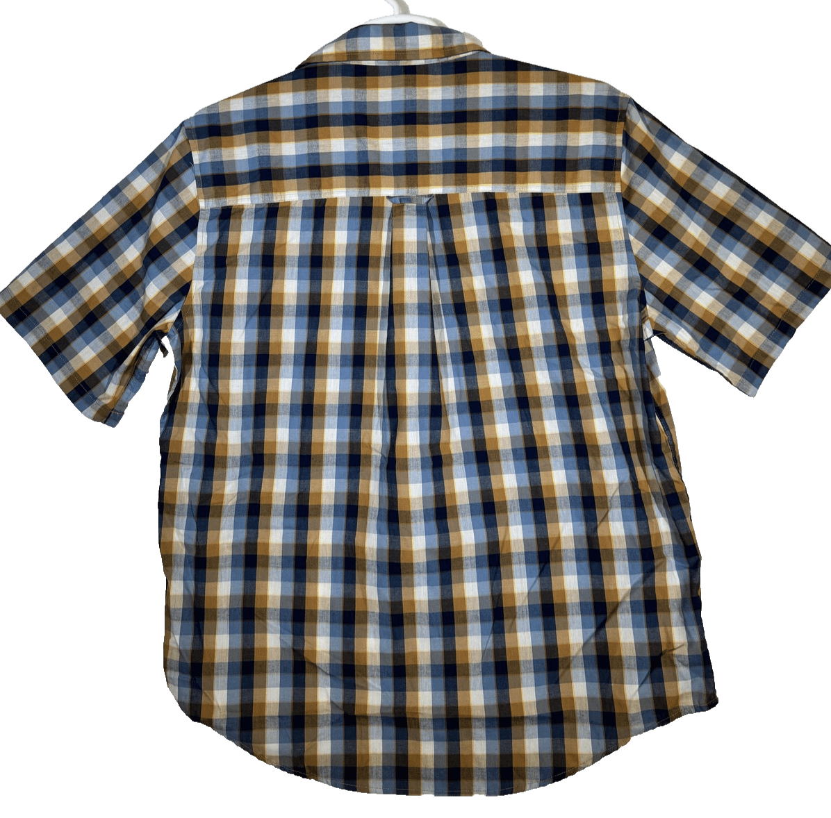 Caterpillar Shirt Mens XL Blue Brown Plaid Short Sleeve Button Up Workwear - Thumbnail 2