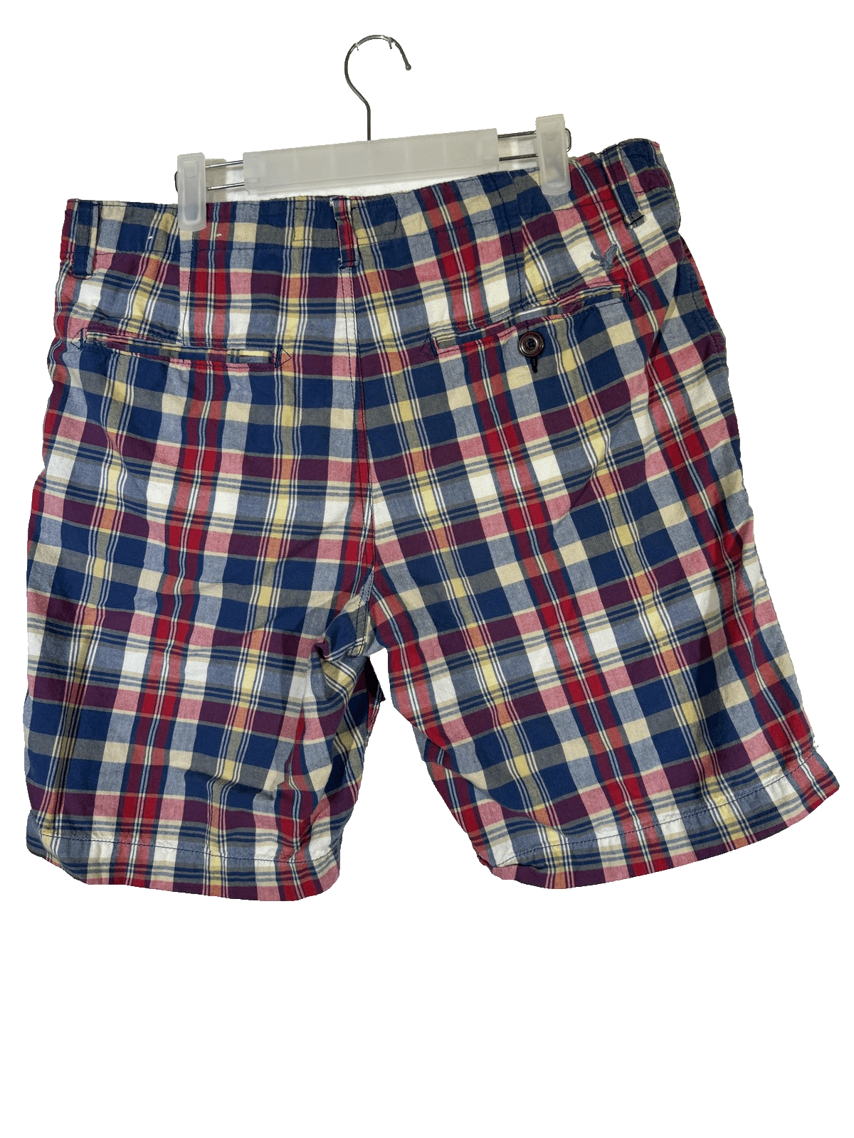 American Eagle Shorts Mens 33 Red Blue Yellow Plaid Classic Preppy Casual Cotton - Thumbnail 2