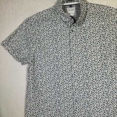 Denim & Flower Shirt Mens Medium Floral Button Down Short Sleeve Casual Summer - Thumbnail 4