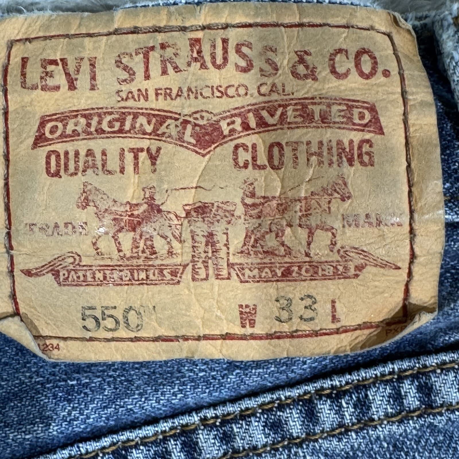 Levi's 550 Men's Shorts 33 Blue Denim Relaxed Fit Medium Wash - Thumbnail 4