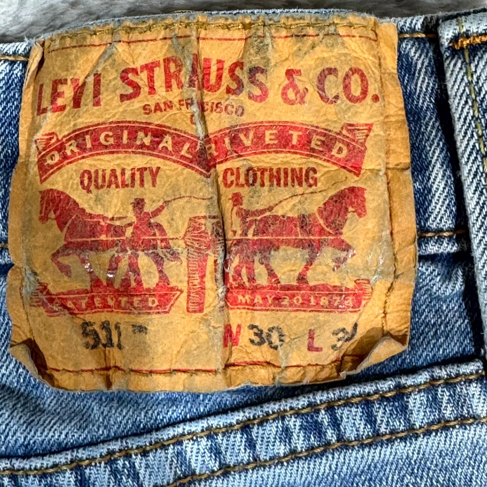 Levi's 511 Men's Jeans 30x30 Blue Denim Mid-Rise Slim Straight - Thumbnail 3