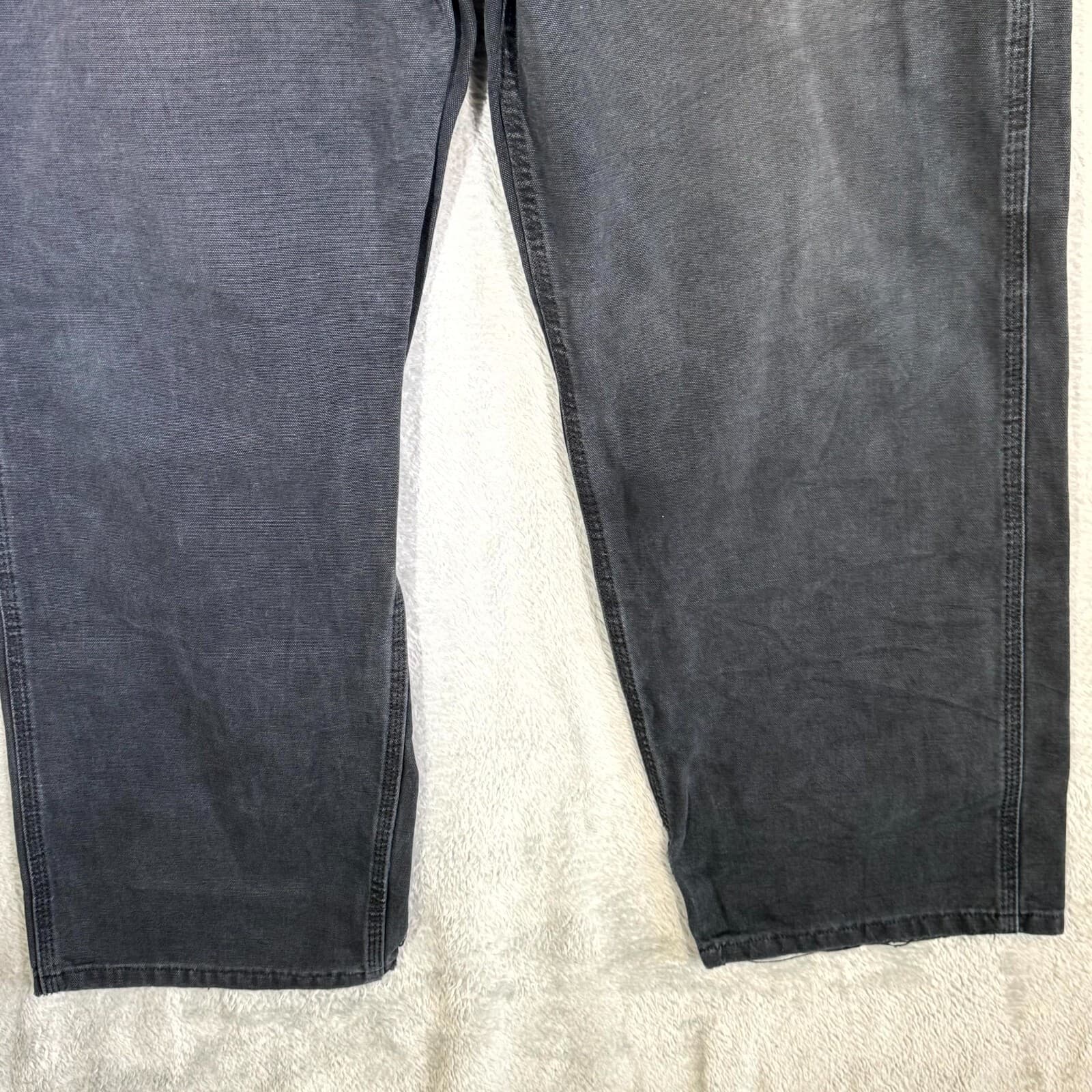 Carhartt Men’s Carpenter Jeans 42x32 Black Denim Frayed Hem Straight Leg - Thumbnail 6