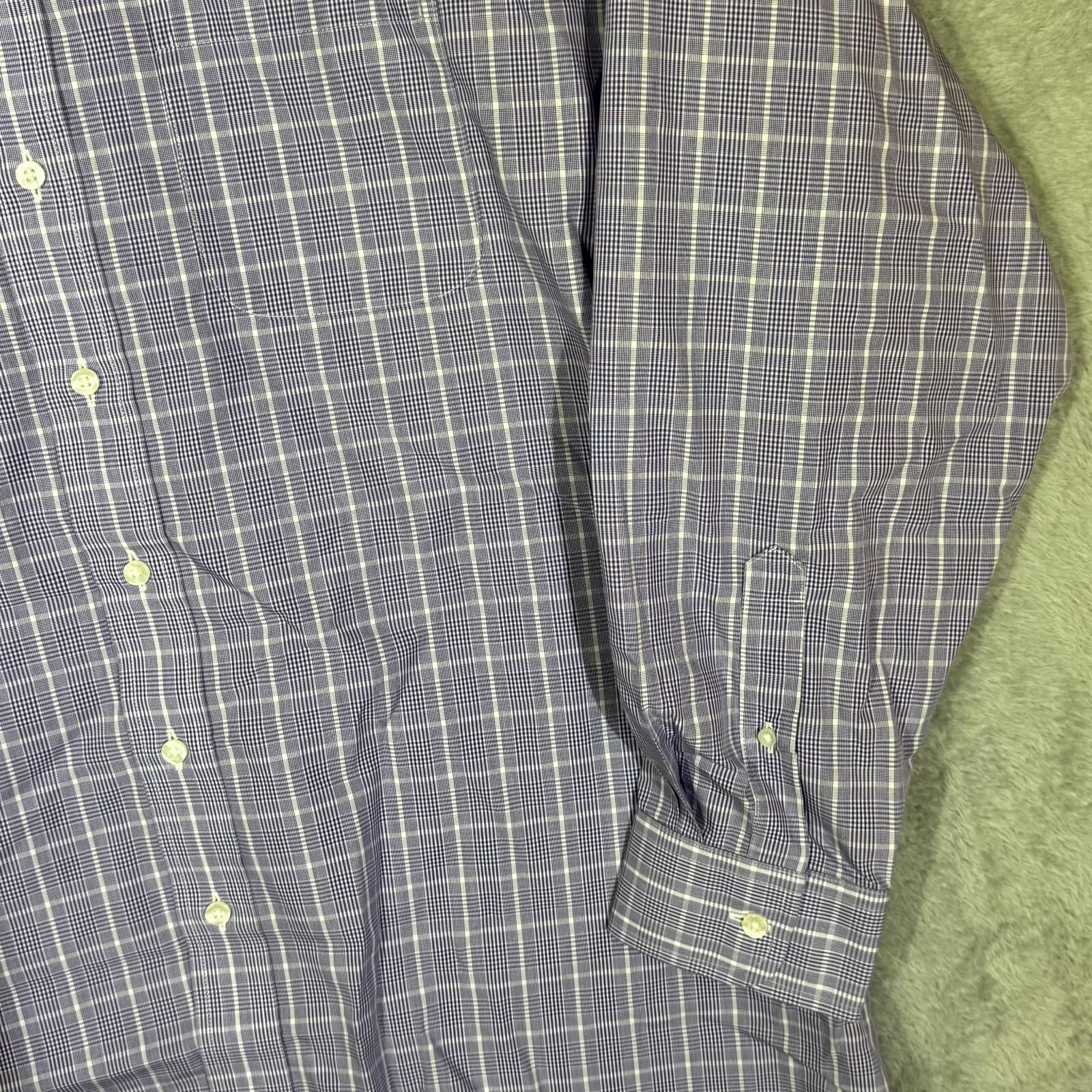 Gold Label Men’s Dress Shirt 17×35 Purple Plaid Cotton Long Sleeve Oxford - Thumbnail 5