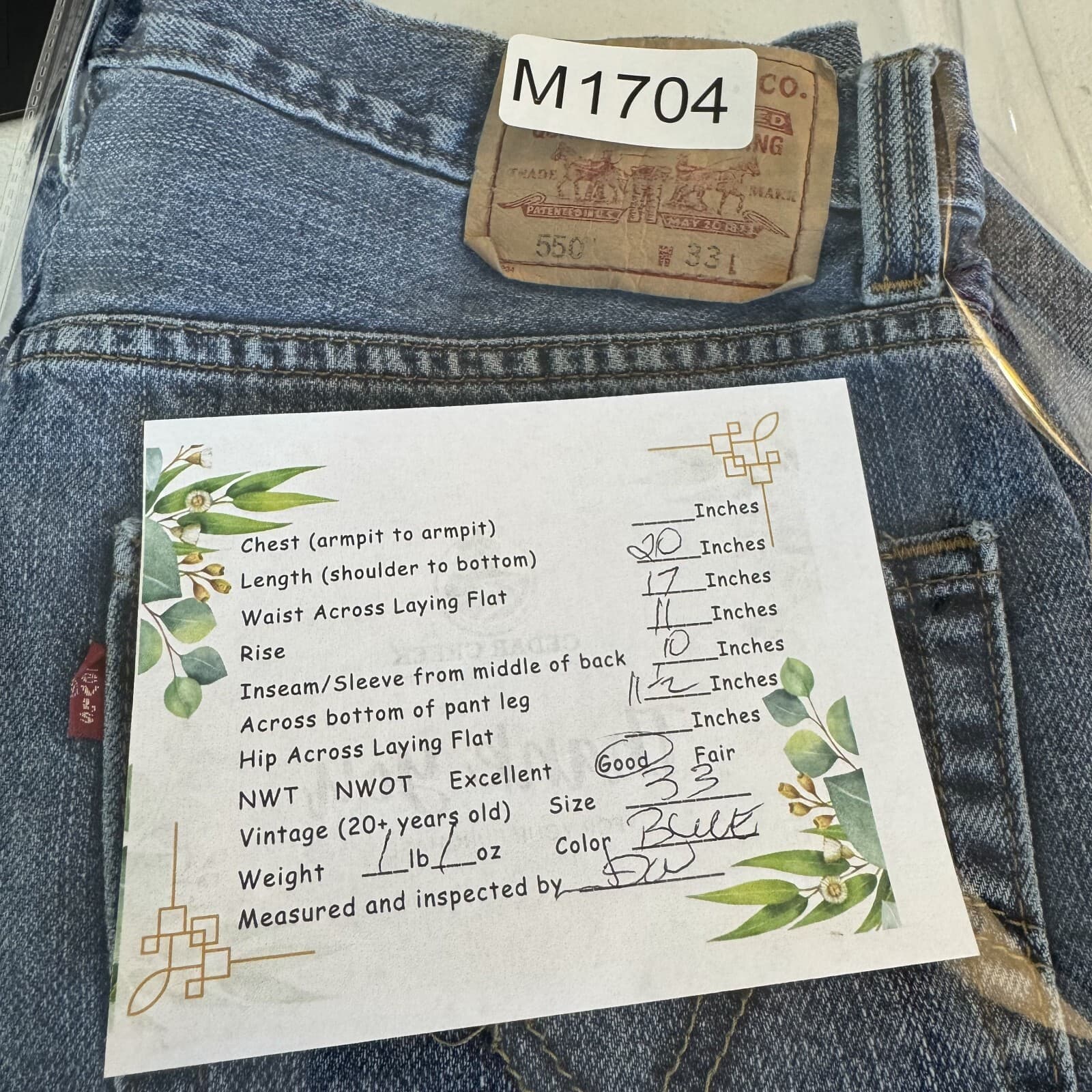 Levi's 550 Men's Shorts 33 Blue Denim Relaxed Fit Medium Wash - Thumbnail 7