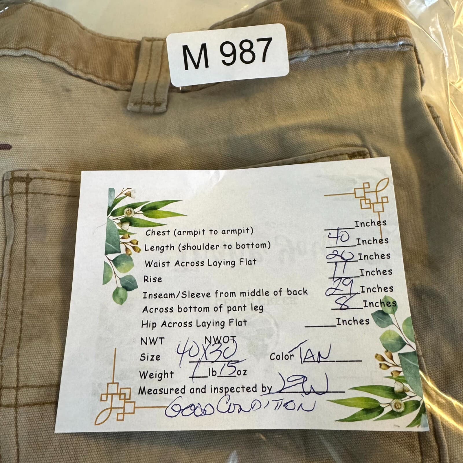 Carhartt Work Pants Men’s 40x30 Tan Stretch Relaxed Fit Canvas Utility Workwear - Thumbnail 10