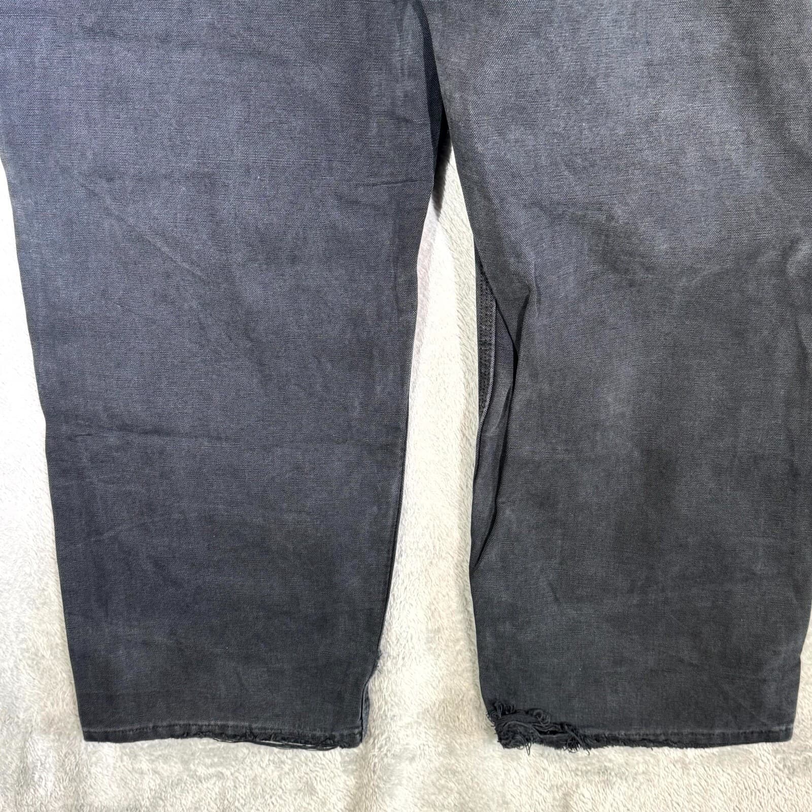 Carhartt Men’s Carpenter Jeans 42x32 Black Denim Frayed Hem Straight Leg - Thumbnail 12