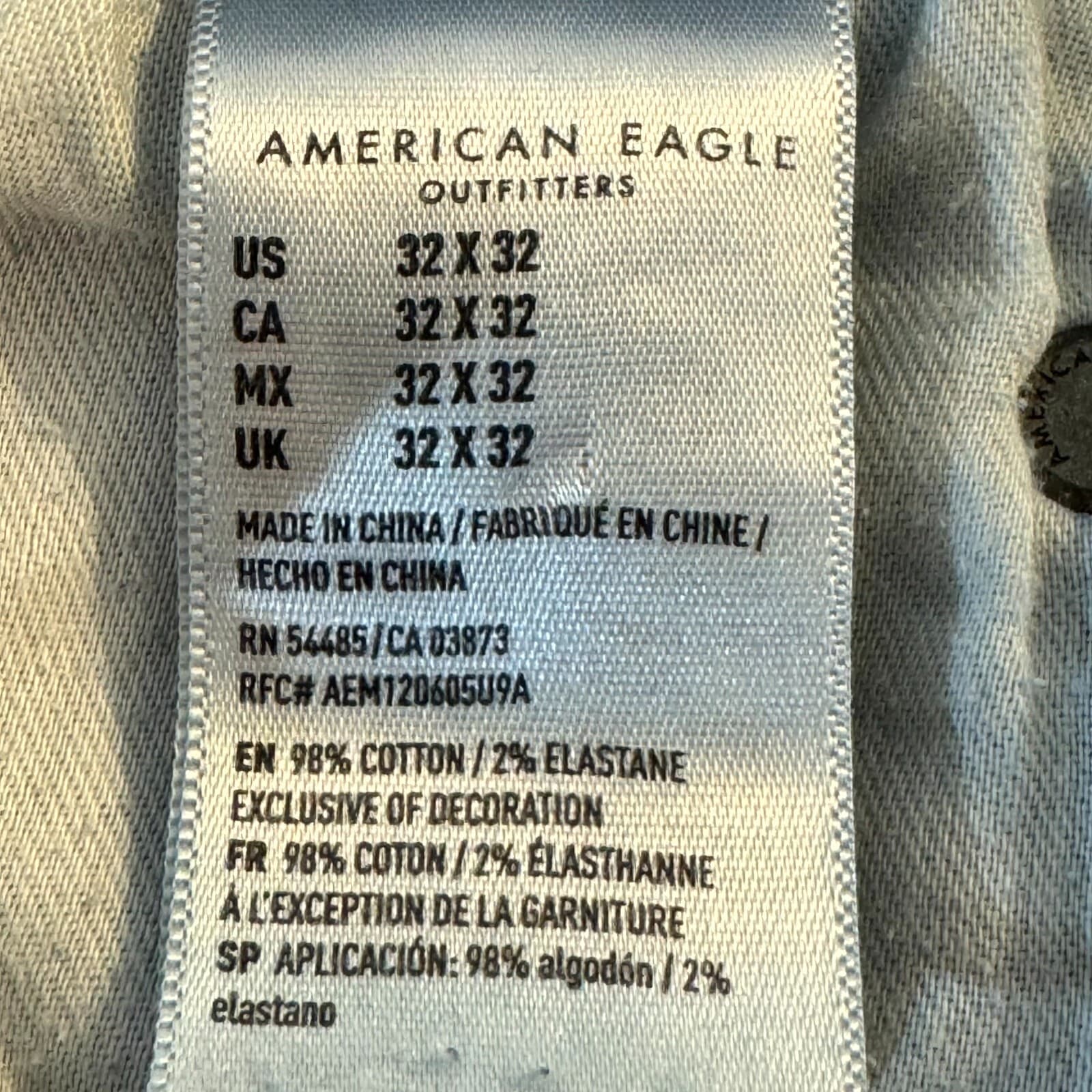 American Eagle Men’s Jeans 32×32 Blue Denim Stretch Skinny Leg Excellent - Thumbnail 6