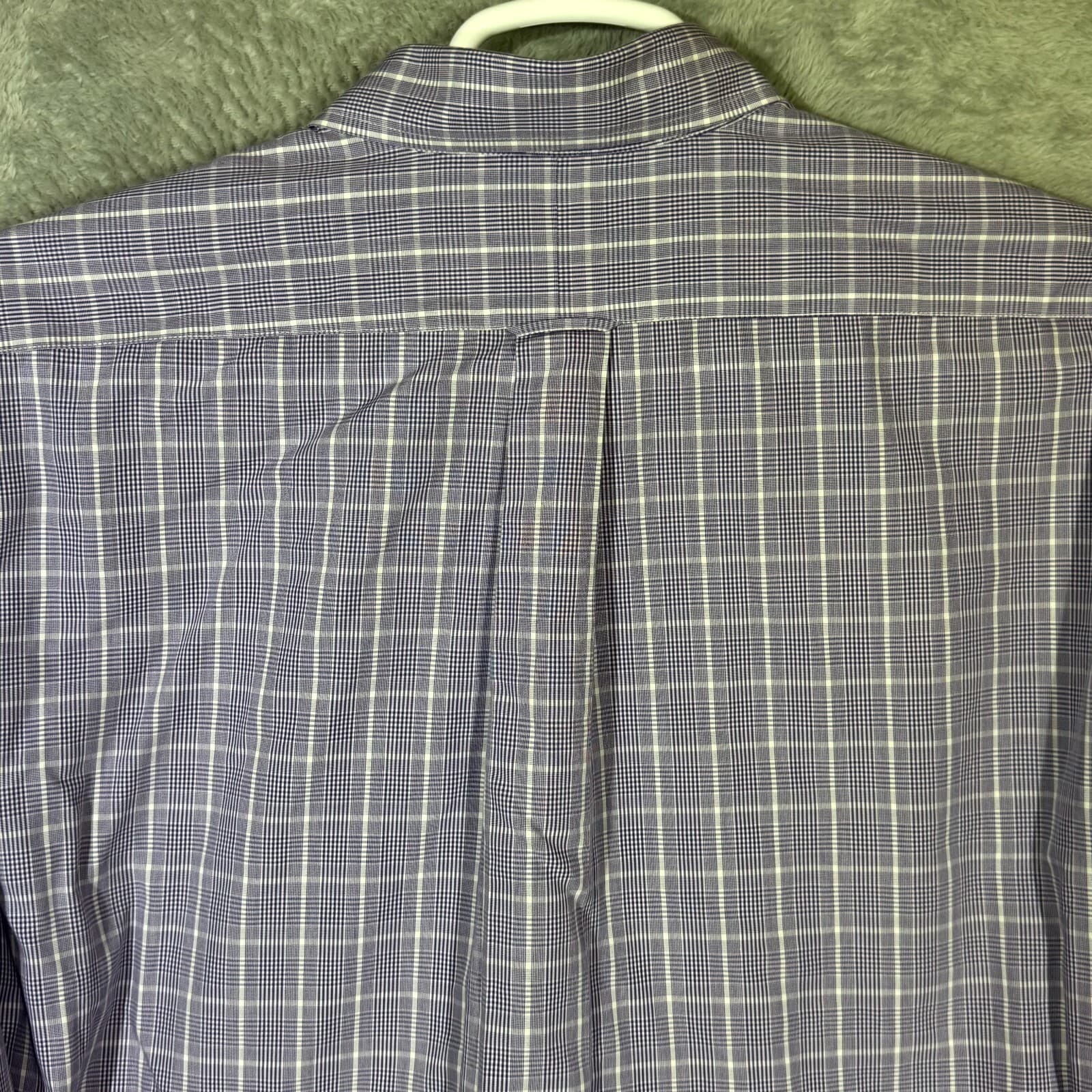 Gold Label Men’s Dress Shirt 17×35 Purple Plaid Cotton Long Sleeve Oxford - Thumbnail 10