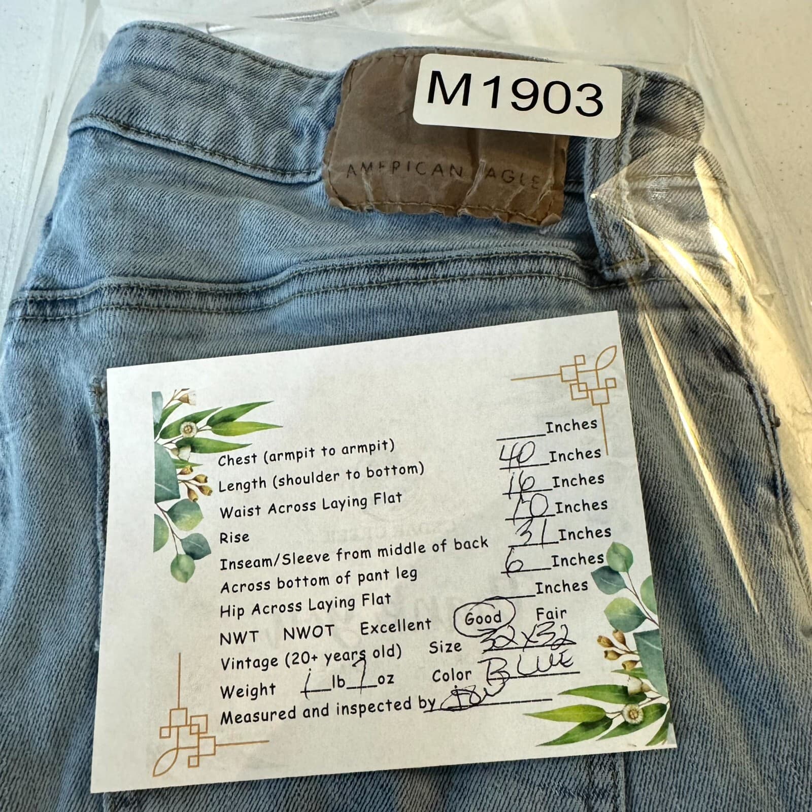 American Eagle Men’s Jeans 32×32 Blue Denim Stretch Skinny Leg Excellent - Thumbnail 8