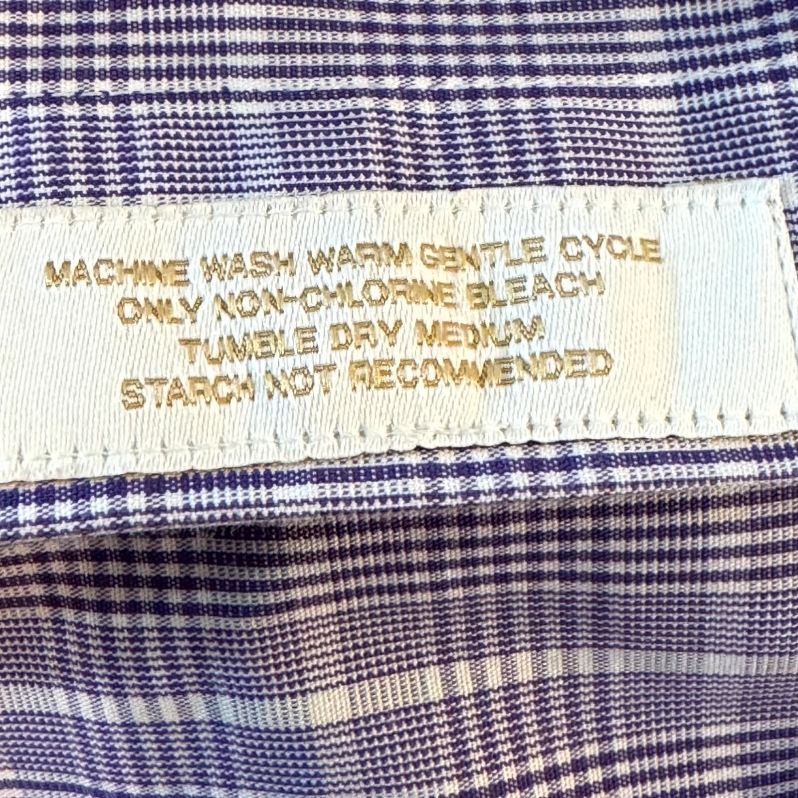 Gold Label Men’s Dress Shirt 17×35 Purple Plaid Cotton Long Sleeve Oxford - Thumbnail 14