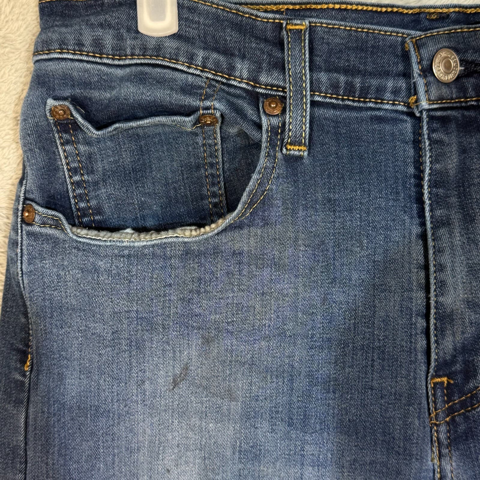 Levi’s 502 Men’s Jeans 32x32 Blue Denim Stretch Mid-Rise Straight Leg - Thumbnail 7